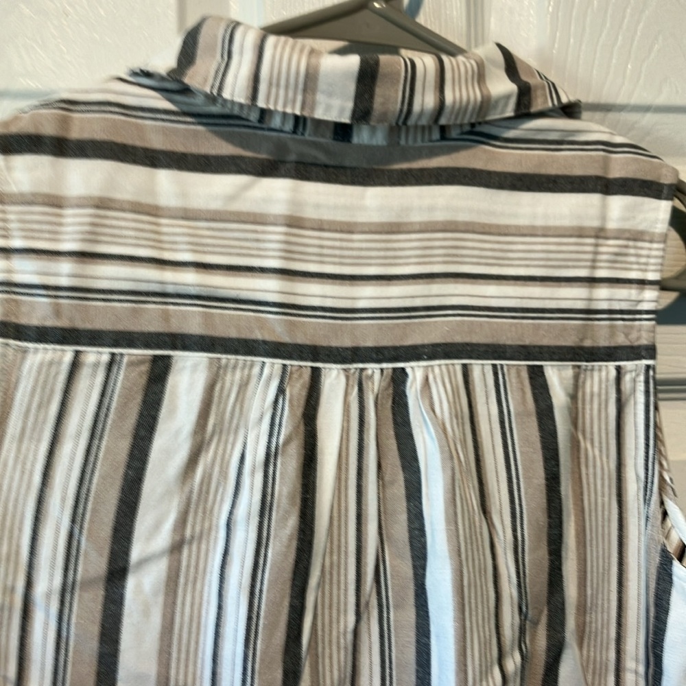 Striped Sleeveless Dress size small Chicos brown cream tan beach core sunswept - Picture 13 of 13